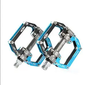 Black Blue ROCKBROS, сверхлегкие велосипедные педали с подшипником, MTB, алюминиевая ось, 9/16 дюймов, велосипедные педали, полые велосипедные Плоские Педали, Bmx части для велосипедов - Цвет: Black Blue