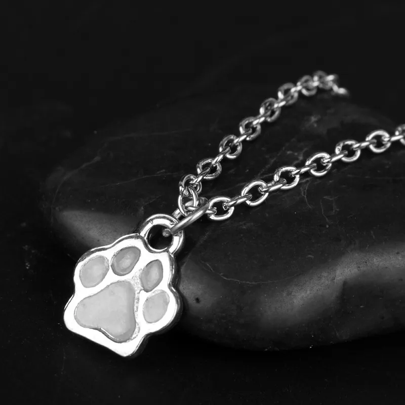 Креативные аксессуары светящееся ожерелье подвеска с принтом лап животных кошек