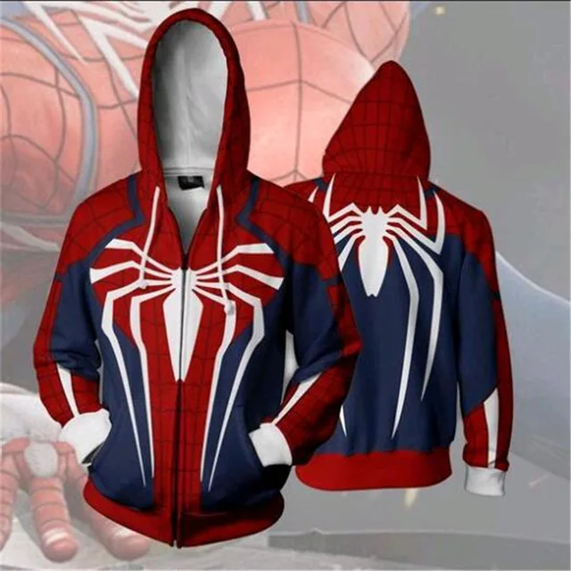 Zipper coat insomniac Человек-паук косплей мужской костюм Человека-паука осенние модные толстовки и свитшоты игры аниме с капюшоном на молнии свитера куртки - Цвет: Zipper coat