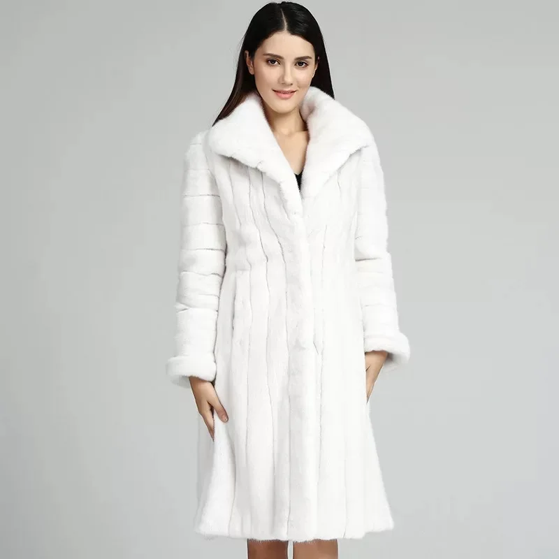 Брендовая роскошная женская куртка из натурального меха норки длинный стиль с