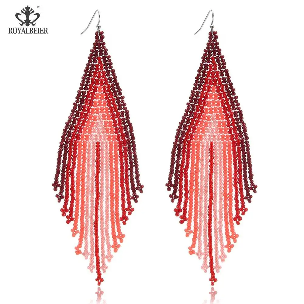 ES0377b ROYALBEIER, женские серьги из смолы, круглые подвески, Mujer Moda, ручная работа, висячие серьги в стиле бохо для женщин, ювелирные изделия - Окраска металла: ES0377b