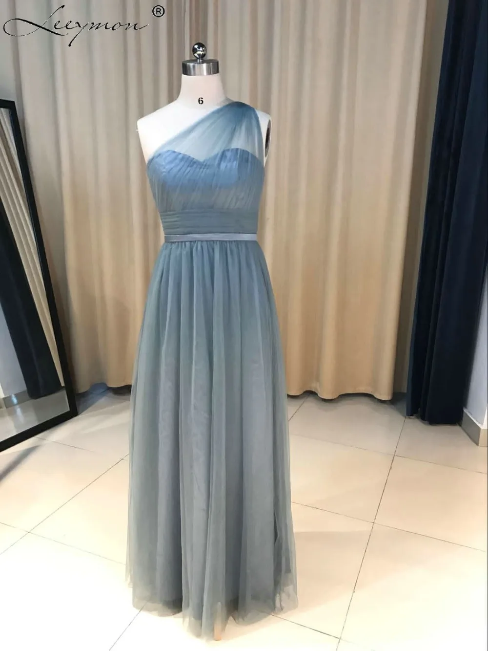 New A-line Dark Gray 3 Styles Halter Tulle Long Bridesmaid Dresses Zipper Back Dress For Ladies Custom Made | Свадьбы и торжества