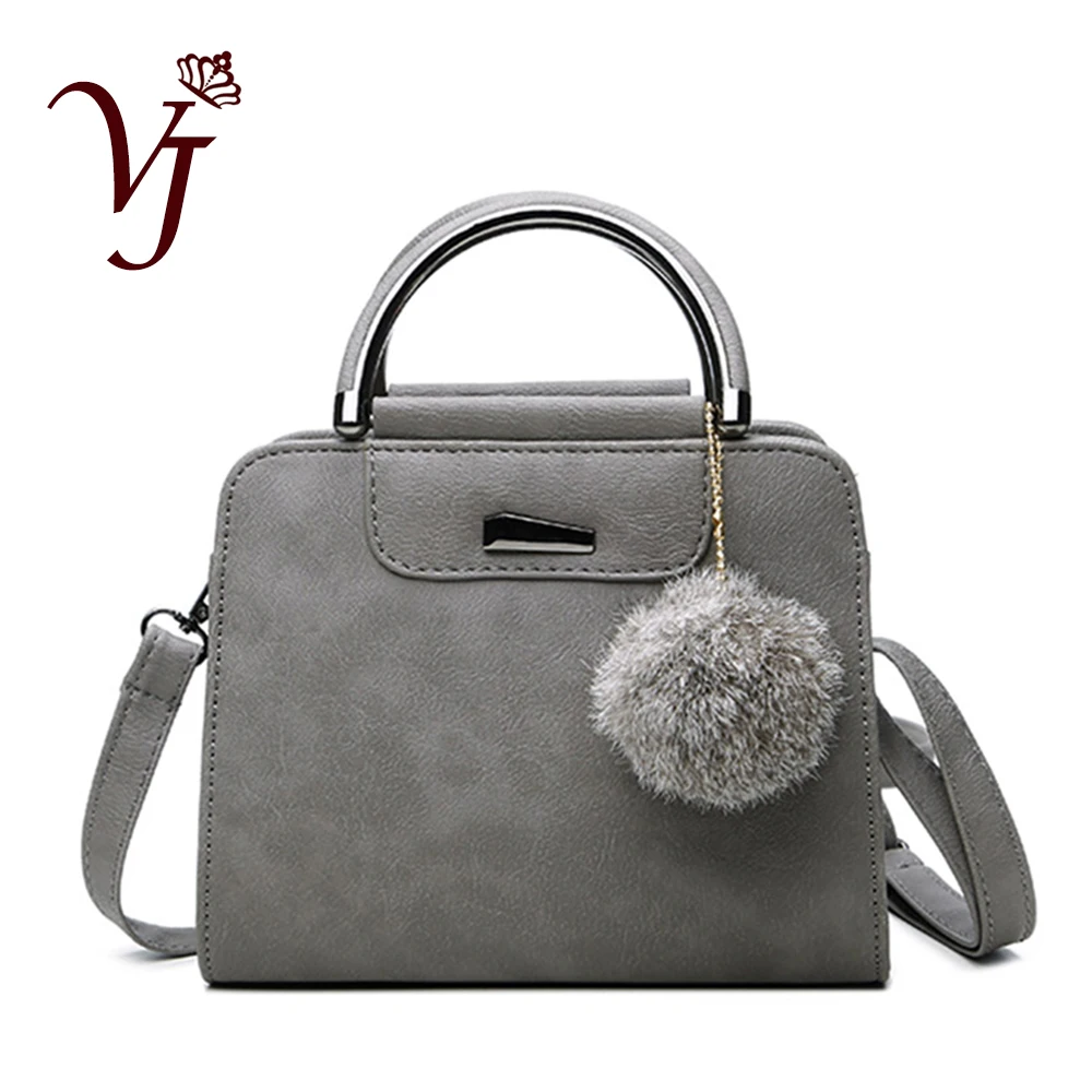 

Hot Fashion matte Leather women shoulder Handbag with Fuzzy ball lady pendant messenger bag female crossbody bag easy matching