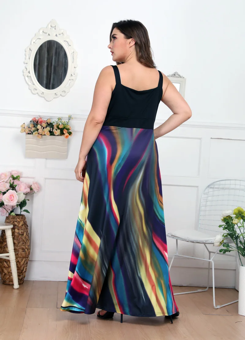 Длинное платье размера плюс женские летние платья Sukienki без рукавов Xxxl Xxxxl халат