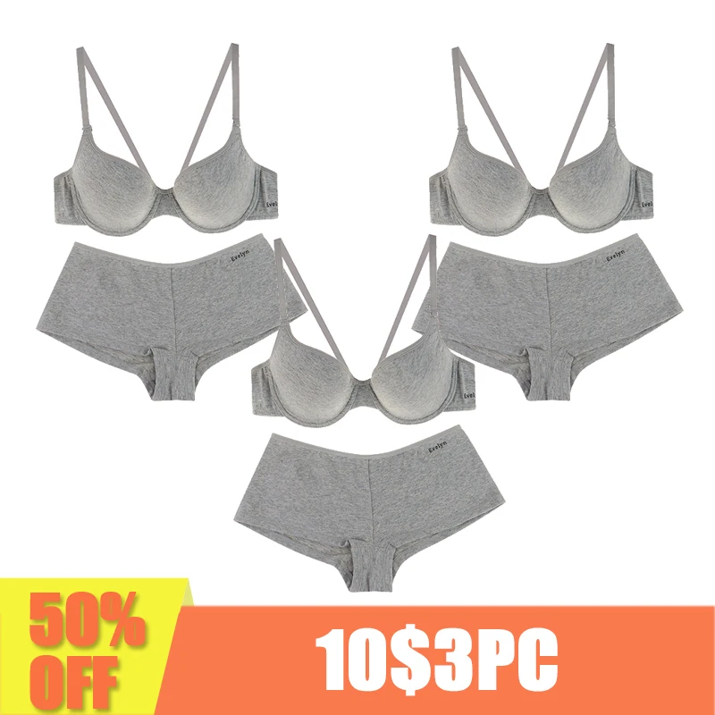 3 шт. хлопковое женское нижнее белье серое отжимать Bralette брасьер качественный