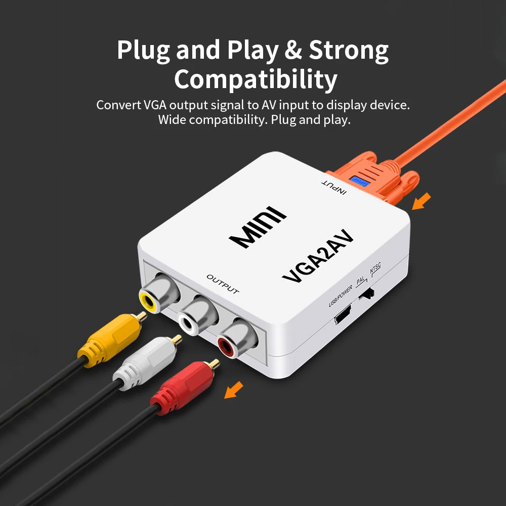 Новинка 2019 3 5 мм Переходник VGA AV Mini преобразователь корпус ABS видеоконвертер для
