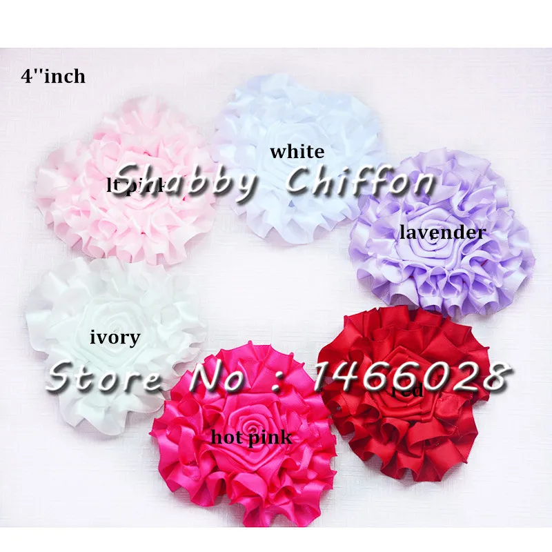 

100 pcs/lot , 4 '' grosgrain heart shabby rose heart flowers with valentine's day 6 colors