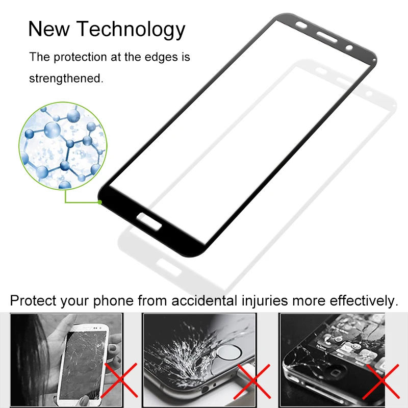 2 шт. 100% оригинальное закаленное стекло с полным покрытием для Huawei Honor 7A русская