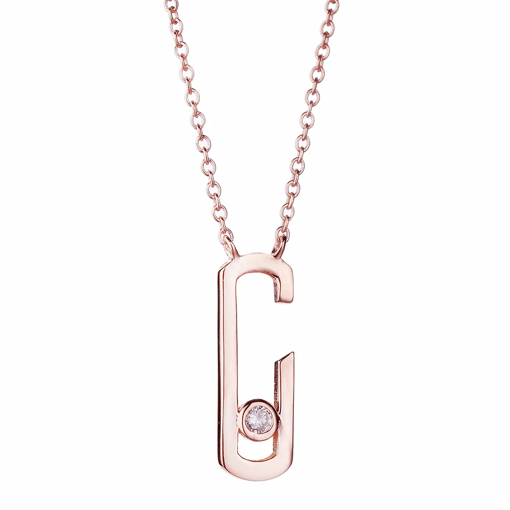 Rose Gold Moonmory Gigi Hadid коллекция 925 пробы серебро движение наркомания кулон ожерелье для женщин белый камень 3 цвета 45+ 5 см отрегулировать - Окраска металла: Rose Gold