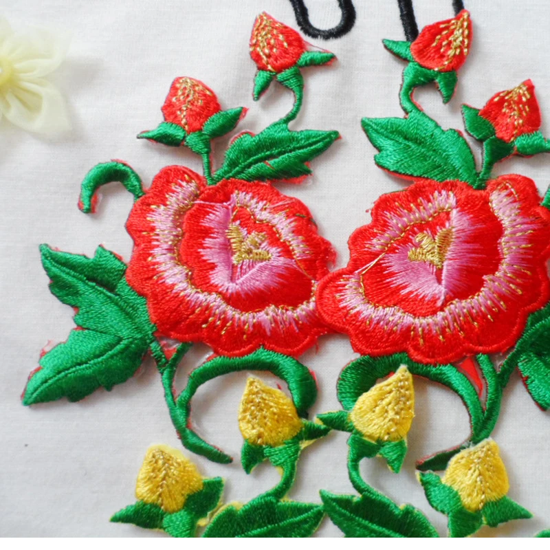 

Iron On Flower Appliques Mirror Pair Patches Vintage Opera Floral Trim 10.5*6.5cm
