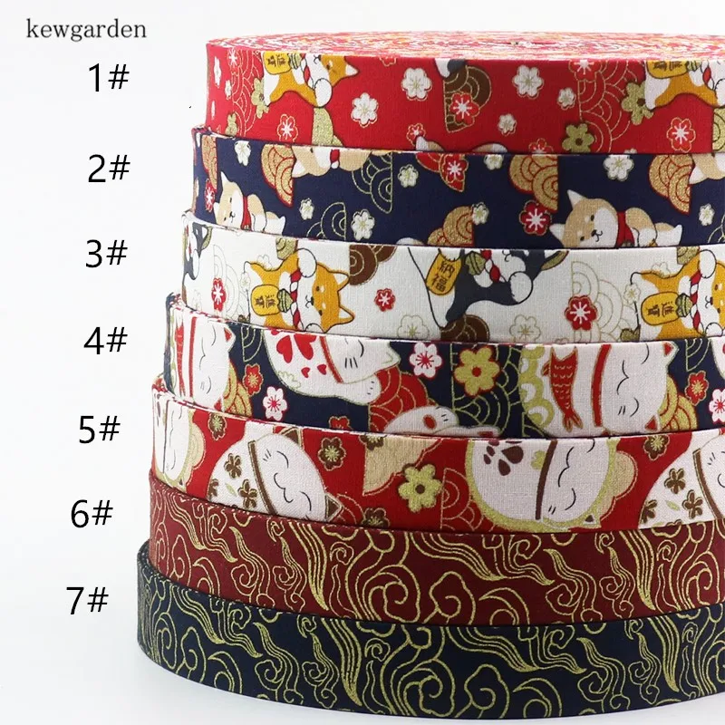 Kewgarden ткань с мультяшным котом для разных звеньев искусственная лента