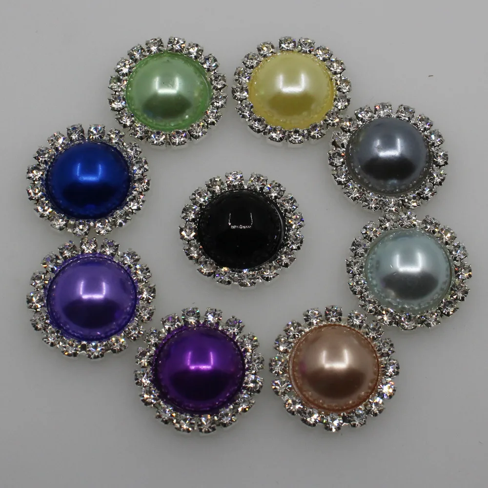 10 шт. круглые жемчужные пуговицы Стразы 20 мм|rhinestone pearl buttons|pearl buttonsflower center |