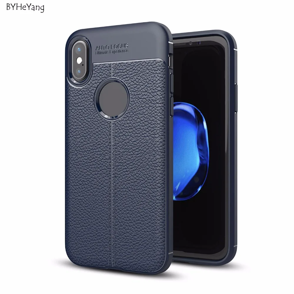 BYHeYang для iPhone X чехол личи телефона из искусственной кожи Чехлы Мягкий ТПУ Броня