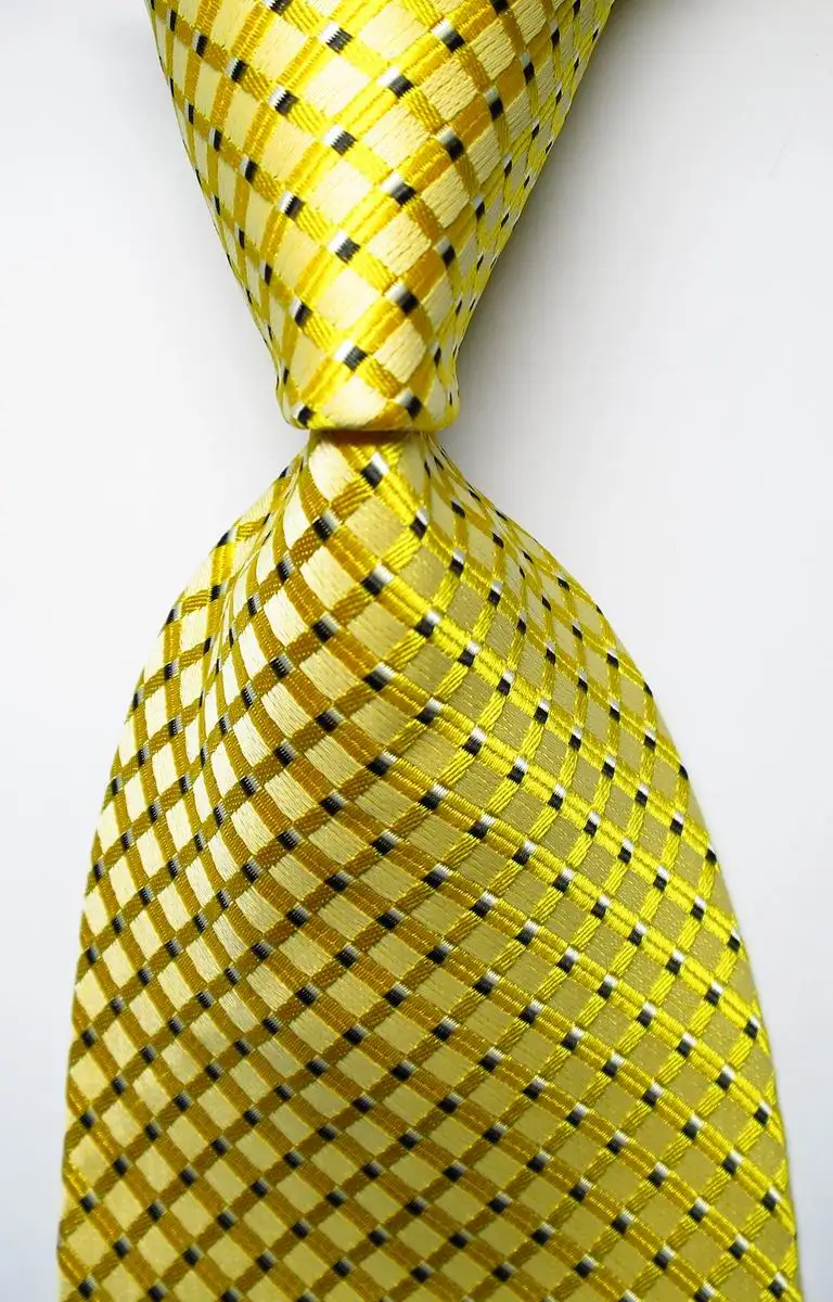 New Fashion Plaid Tie Men's 9cm Silk Necktie Set Gold Black Red JACQUARD WOVEN 100% | Аксессуары для одежды