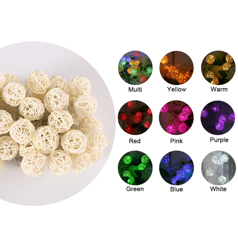 10 м тайские фонари из ротанга мяч светодиодные гирлянды украшения для свадьбы