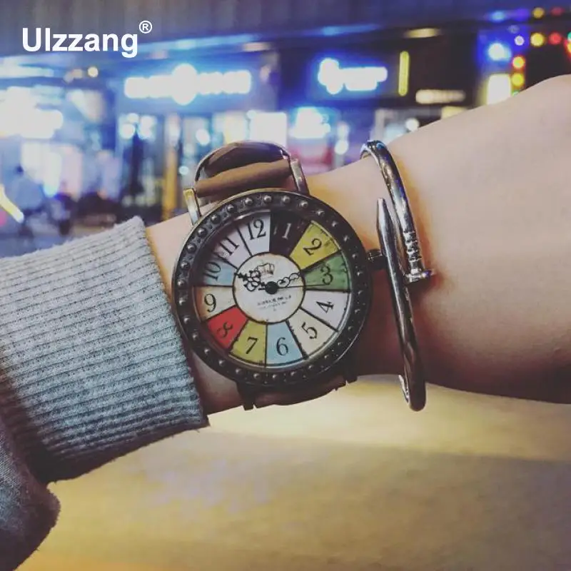 1 шт. Новые Модные Винтажные кожаные кварцевые наручные часы с принтом для мужчин
