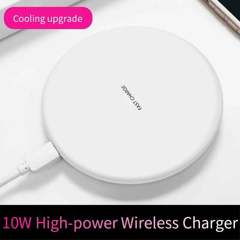 Тонкий дизайн 10 Вт Беспроводное зарядное устройство для мобильный телефон
