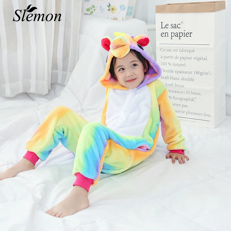 Милый мультфильм животных детские сиамские пижамы 2018 детская зимняя теплая