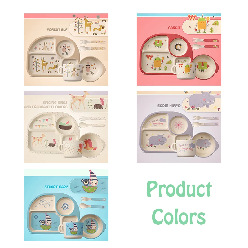 5 шт. бамбуковое волокно детская посуда Младенческая мультяшная тарелка чаша