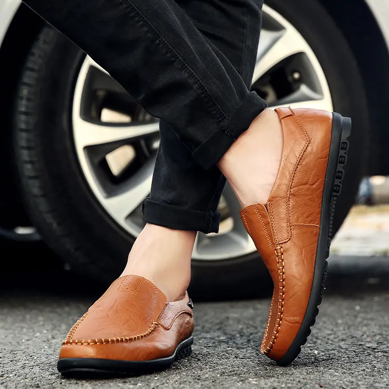 Mens shoes genuine leather oxford in Men's Casual large sizes Slip On Loafers Moccasins Summer Breathable Lightweight | Обувь