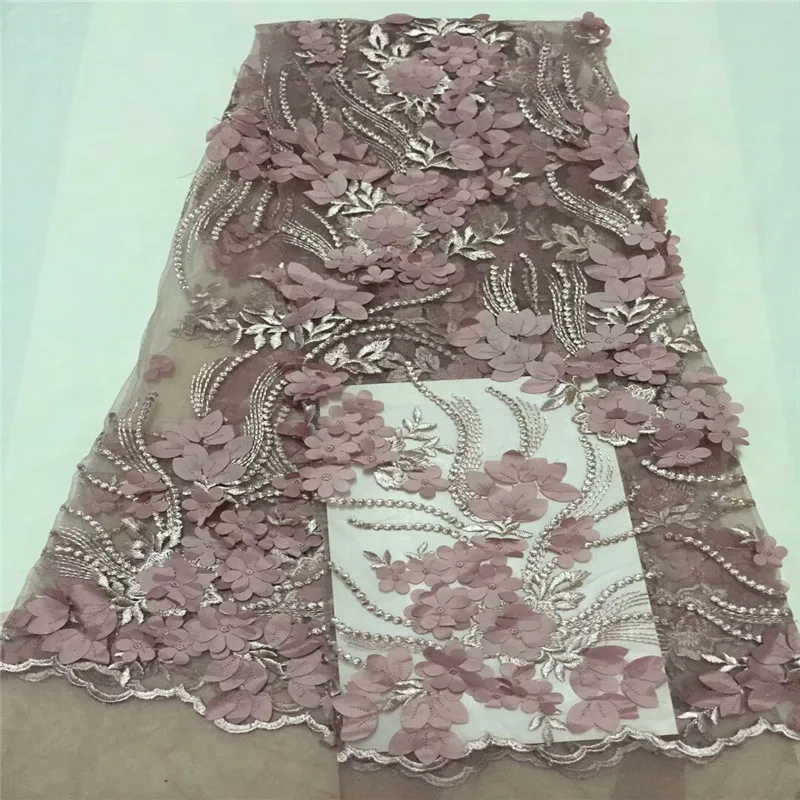 Наиболее популярные Нигерии кружевной ткани 2018 вышитые Нигерия объемный цветок