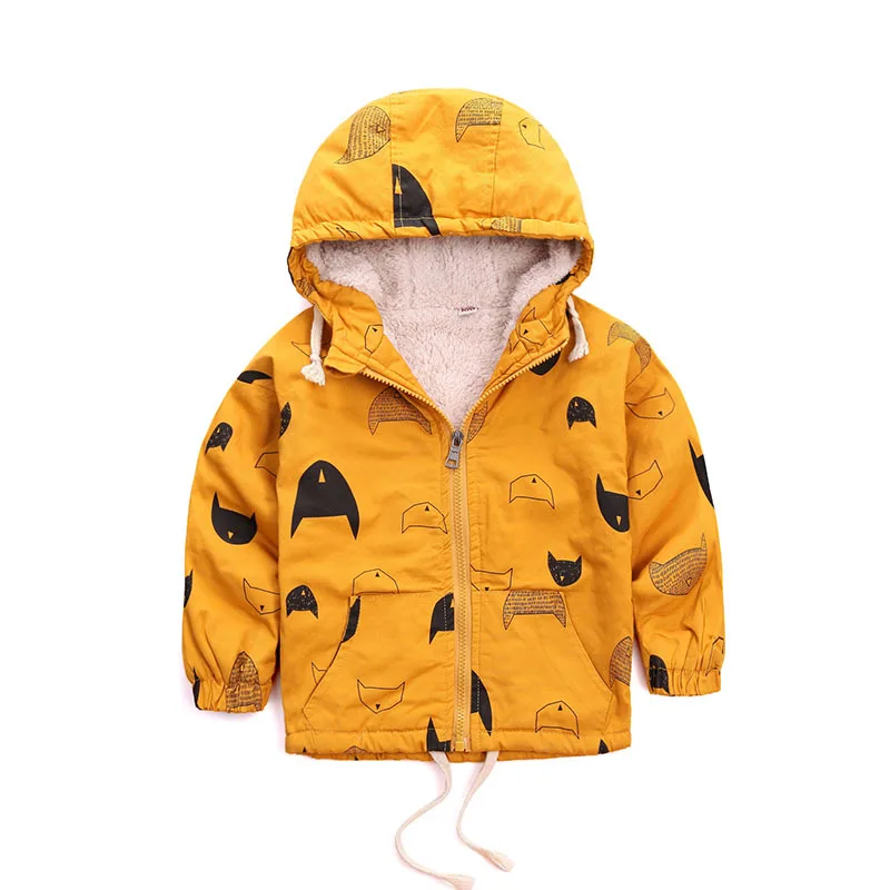 with fleece Новая детская куртка, пальто с капюшоном для мальчиков, одежда для новорожденных Cappotto Bimbo, 7BBC005 - Цвет: with fleece