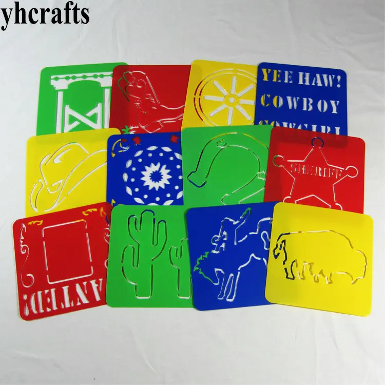 

12PCS/LOT.Cowboy art stencil 20 Design paint template Birthday gifts Christmas toys Early learning educational toys Creative DIY