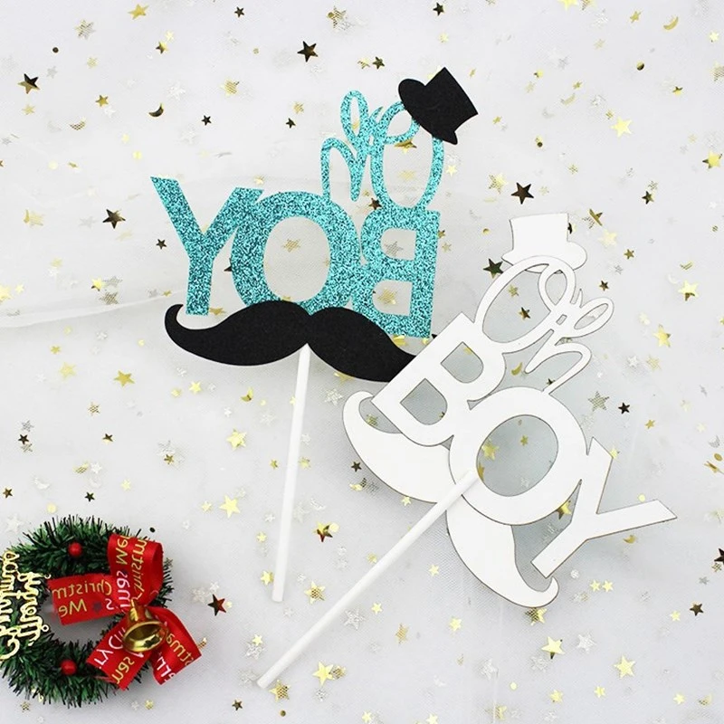 Мультфильм блеск усы о мальчик/маленький человек торт Топпер день рождения