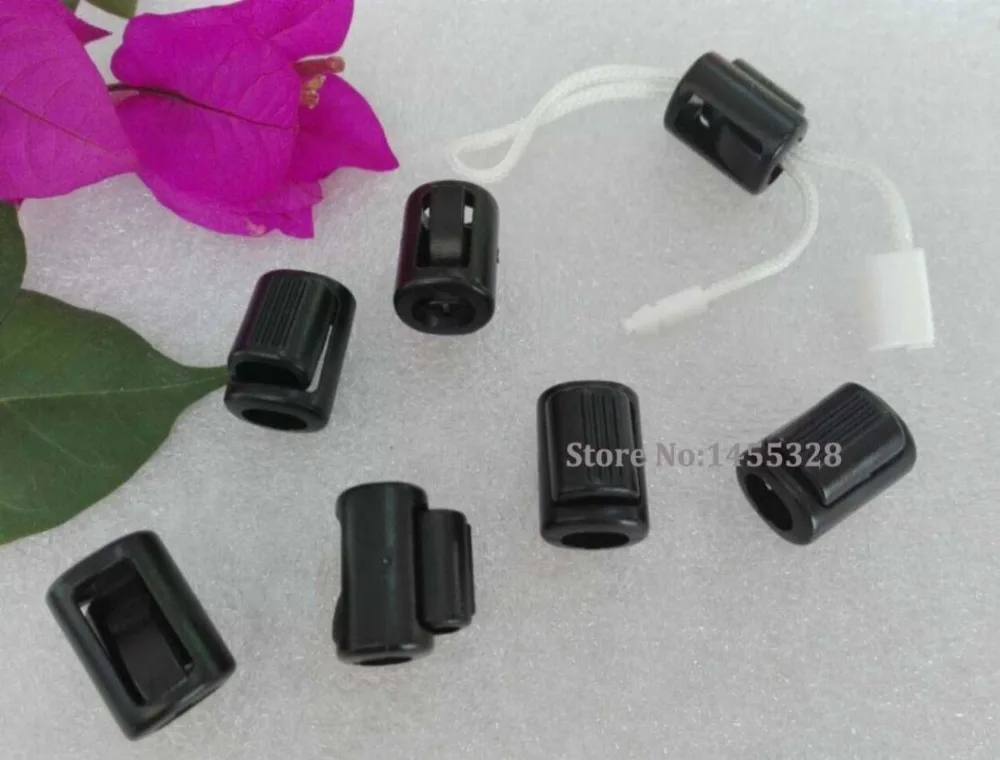 

100 шт./лот черный пластиковый POM Ball Cord Lock Toggles пластиковые Пружинные пробки для 7 мм шнура Бесплатная доставка 2016091301