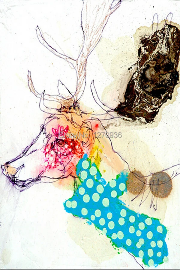 

Горячая Распродажа, ручная работа, абстрактная картина маслом с оленем на холсте, декор для гостиной, ручная роспись, животные, настенная жи...