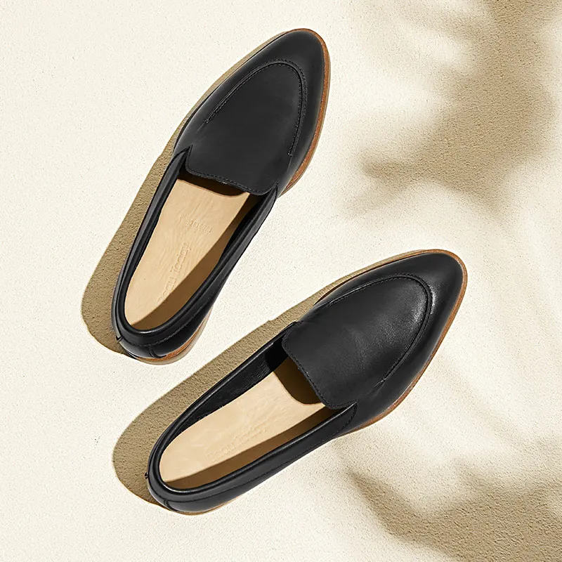 BeauToday/лоферы из натуральной кожи с острым носком без застежки; сезон весна-осень; удобная мужская обувь из телячьей кожи ручной работы; 27100
