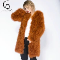 90 cm 2022 hot sale ostrich wool fur plus size women coat feather fur women winter jackets and coats