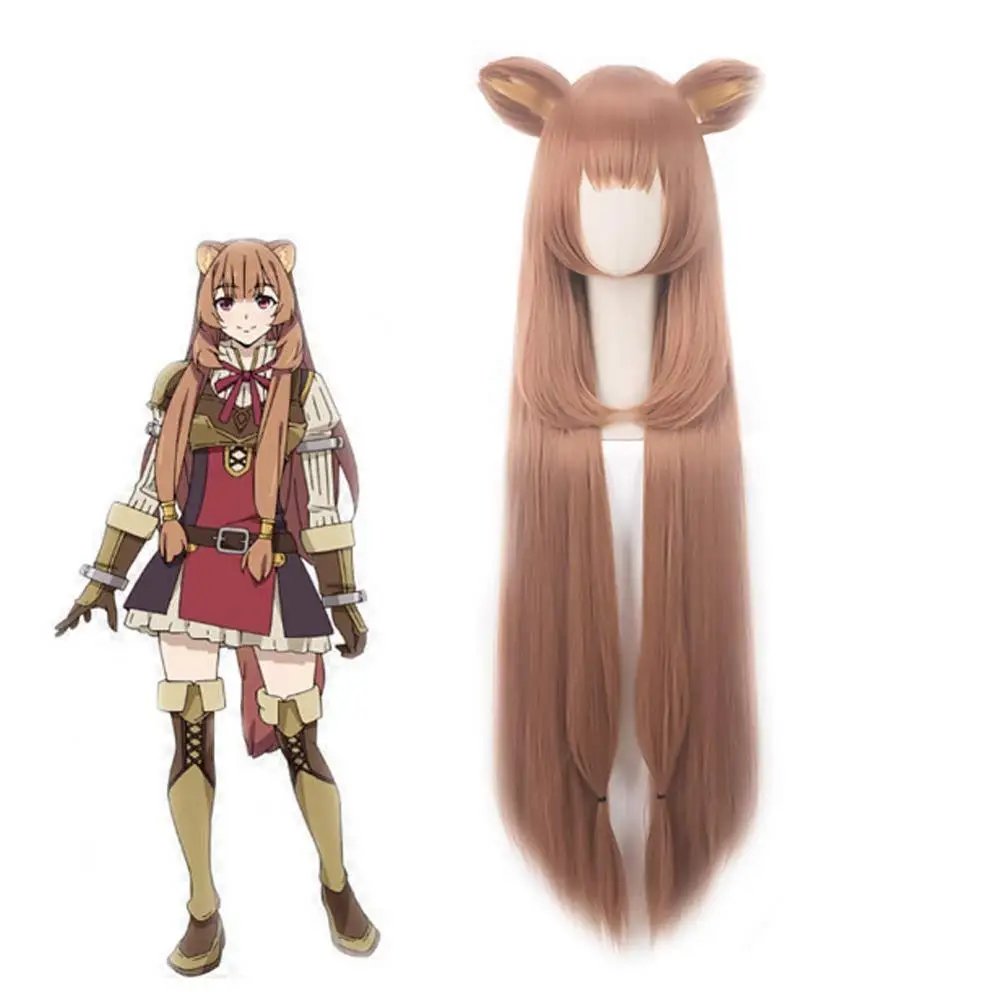 

Long Straight Heat Resistant Hair Cosplay Costume Wigs + Ears Hairpins The Rising of The Shield Hero Cos Wig Raphtalia