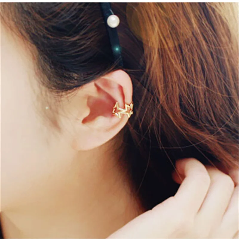 Новые модные серьги клипсы для женщин треугольные полые u образные манжеты с