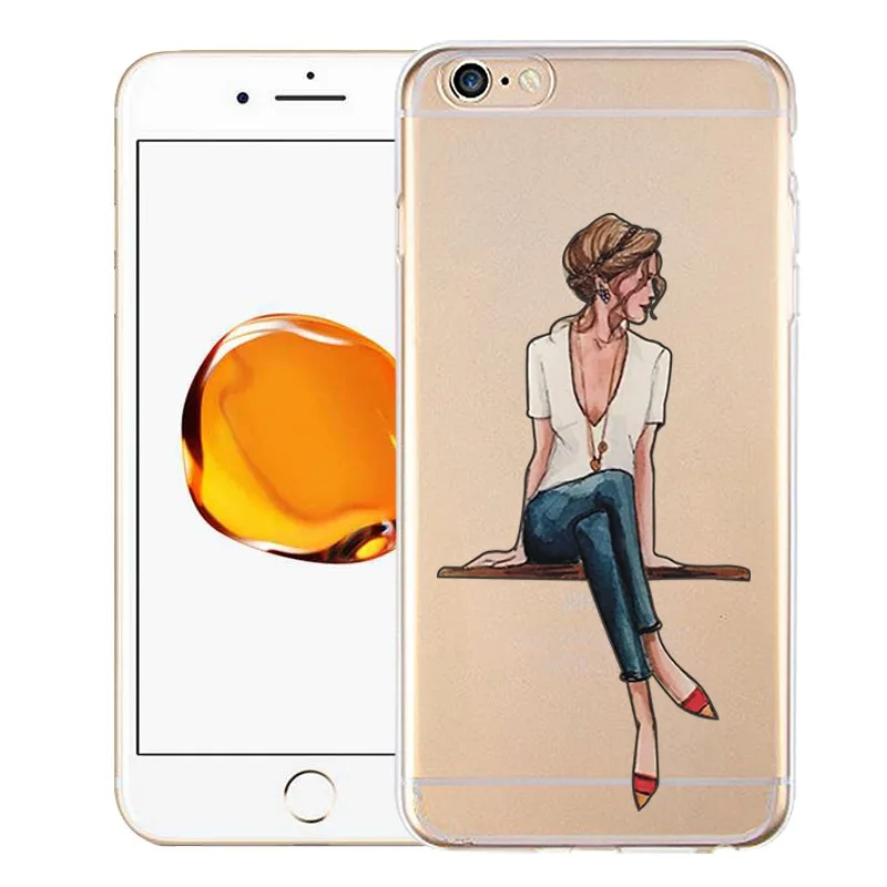 QMSWEI TPU Clear Phone Case For iPhone 6 6s 7 8plus x Soft Printed Girl Boy Silicone BackCover Free shipping 4 5se |