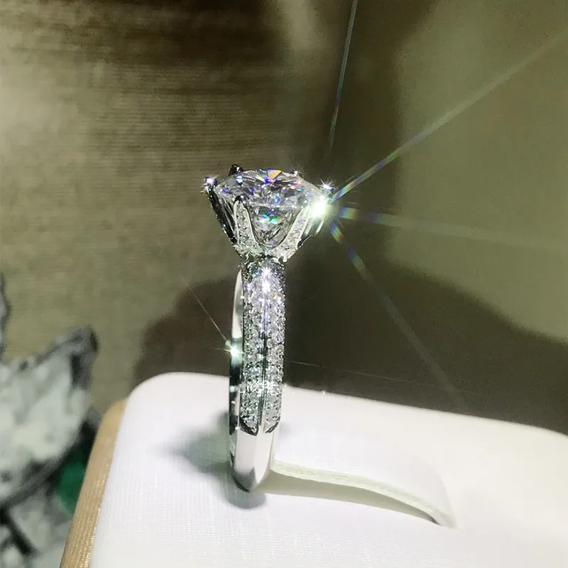 Choucong, ручная работа, Настоящее 925 пробы, серебряное кольцо, круглое, 0.8ct, AAAAA, циркон, обручальное кольцо, кольца для мужчин и женщин, Bijoux