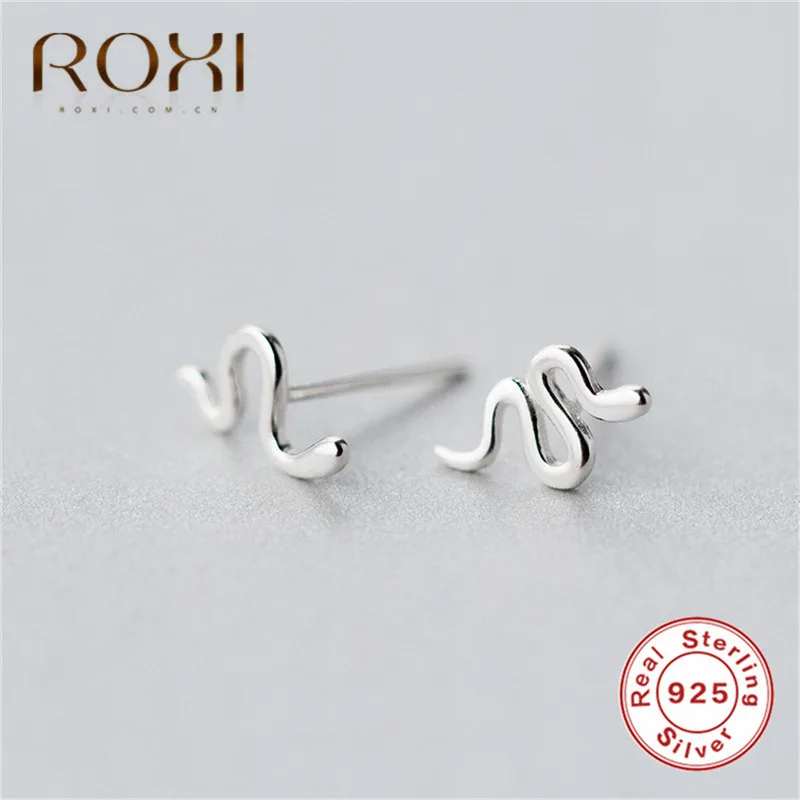 Серьги ROXI из чистого 925 пробы серебра для женщин, свадебные ювелирные изделия, модная серьга-гвоздик для пирсинга, маленькие серьги, кольцо для ушей