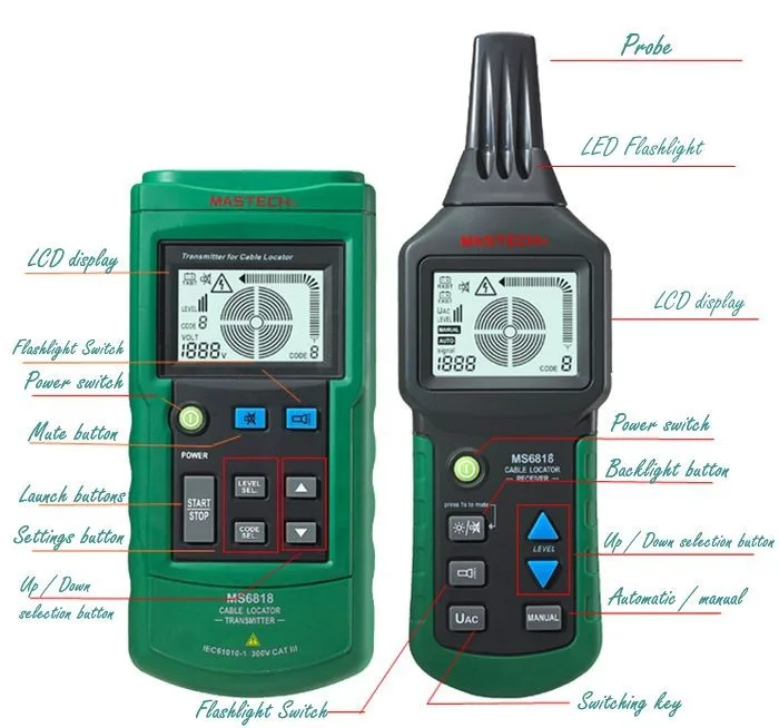 MASTECH MS6818 многофункциональный детектор кабеля, кабель короткого замыкания \ диагностики неисправностей цепи