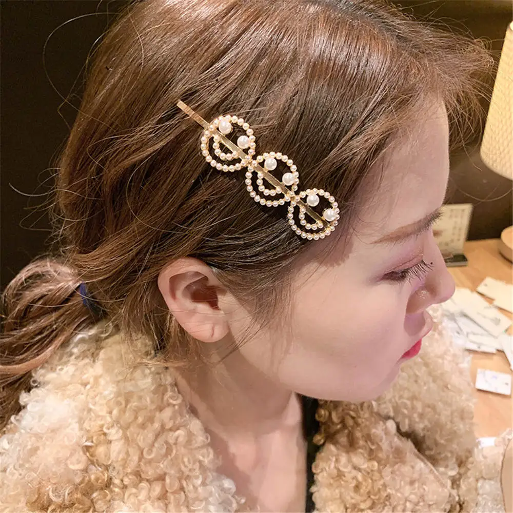 Модные женские туфли в Корейском стиле подражание жемчужная заколка улыбающихся