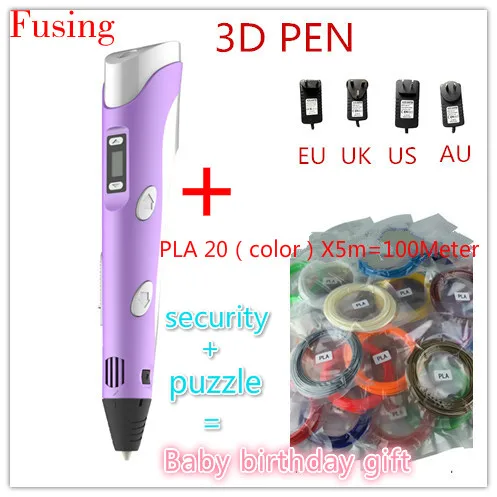 3D Ручка 3d игрушка для рисования ЖК экран PLA/ABS нить подарок на день рождения ручка