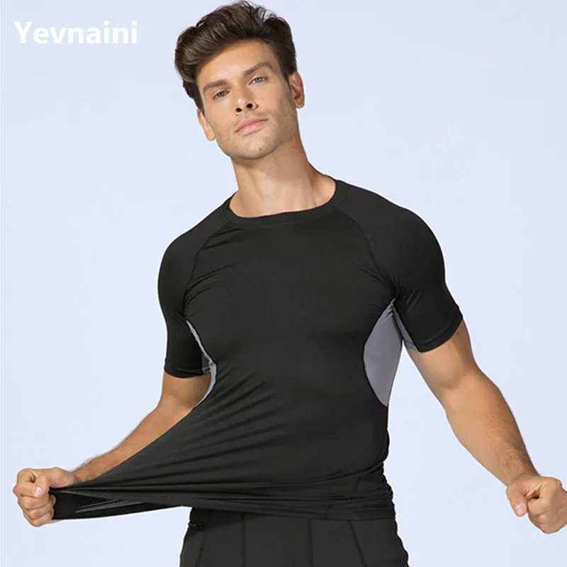 

Men Short Sleeve running shirt Quick Dry Training T Shirt fitness shirt 2019 Men Sport Tops Tight Tees Gym Clothing Sportswear