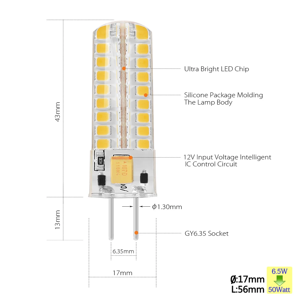 Sunix 4x2835 GY6.35 led light силиконовые лампы 6.5 Вт Энергосберегающие теплый белый SU732 |