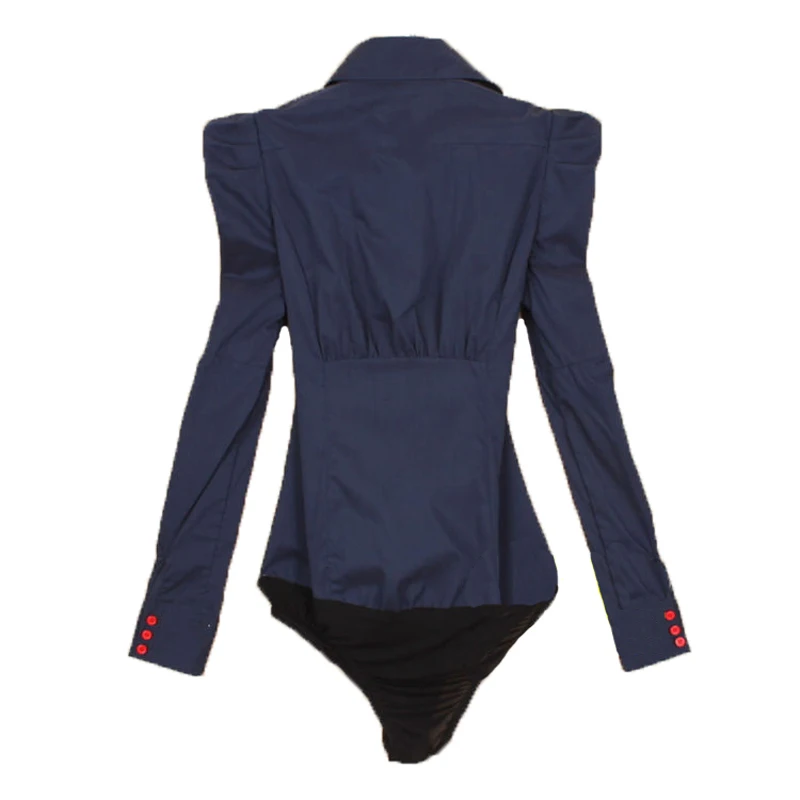 Женская хлопковая рубашка с длинным рукавом темно синяя/белая/красная|body shirt|plus