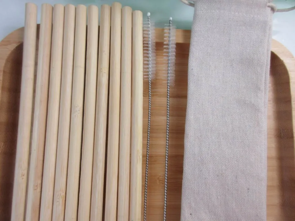 

Wholesales 100pcs Eco- Friendly Reusable Straw 20cm Carbonized Bamboo Smoothie Straws Pointed Coffee Milk Drinking Straw