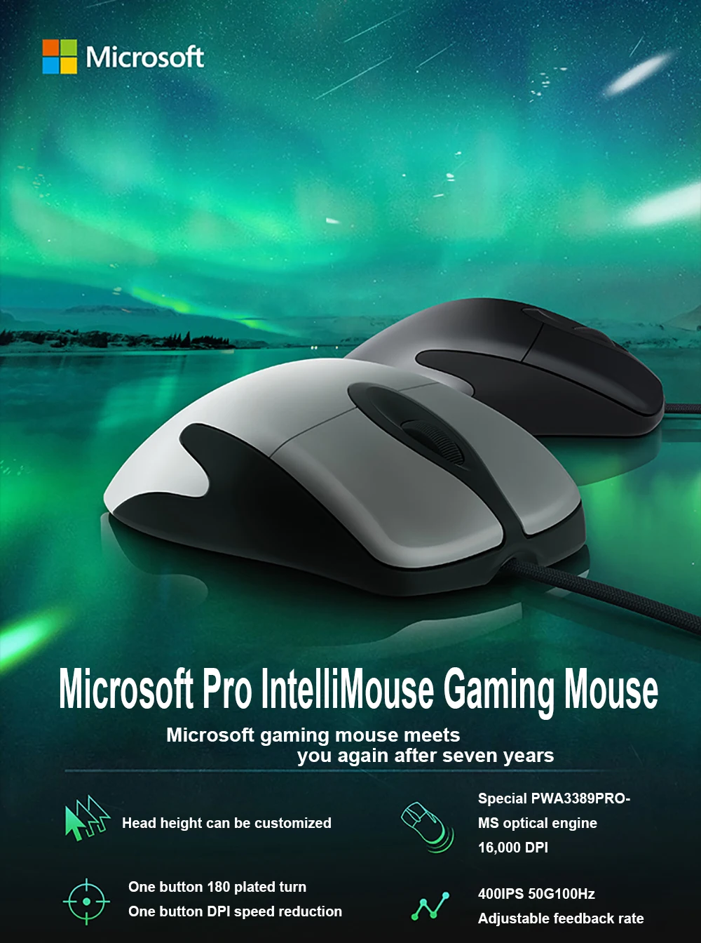 Microsoft Pro Intelli мышь 12000FPS проводная мышь Bluetrack Технология USB Мода для офиса и дома 16000 dpi