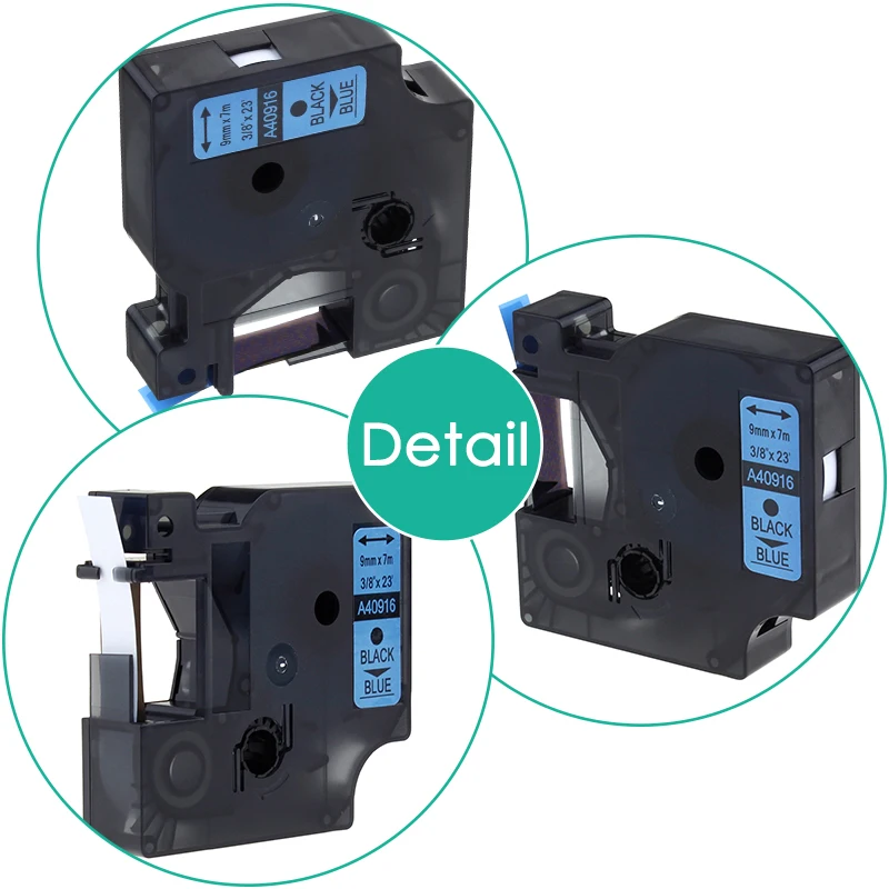 Greateam 5 шт./лот 40916 совместим Dymo D1 S0720710 9 мм этикетка лента черного цвета на синий для