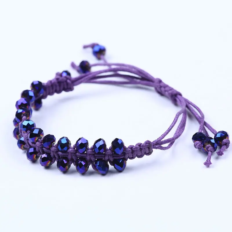 2016 new bling purple crystal beads bracelet string circle faceted weaving cheap handmade jewelry DIY | Украшения и аксессуары