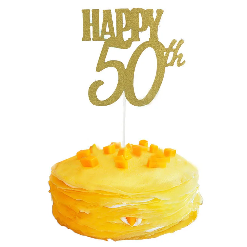 Ynaayu 1pc 50th Cake Topper Happy Birthday Cake Topper Adult Birthday Party Decoration Cake Toppers Birth For Party