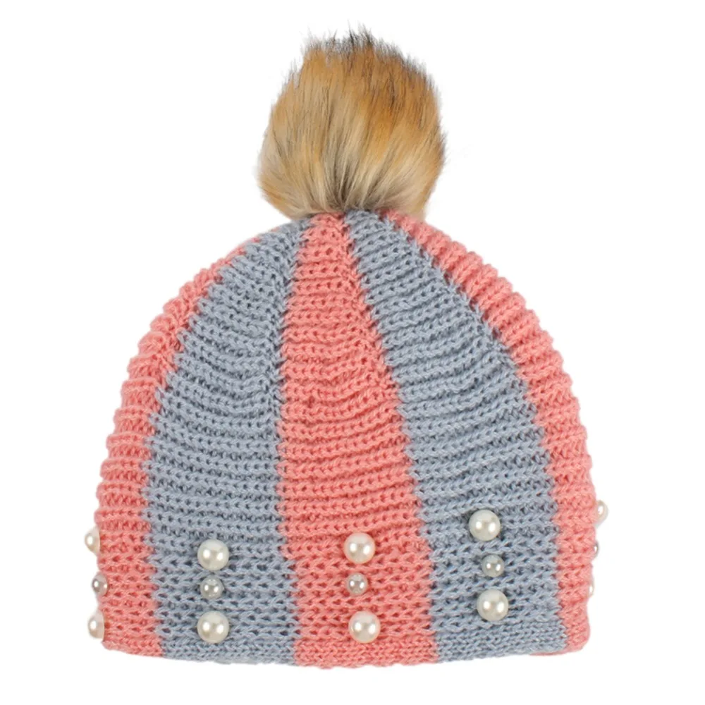 Для женщин жемчужина шерсти зимние Шапки Обувь для девочек вязаная шерстяная