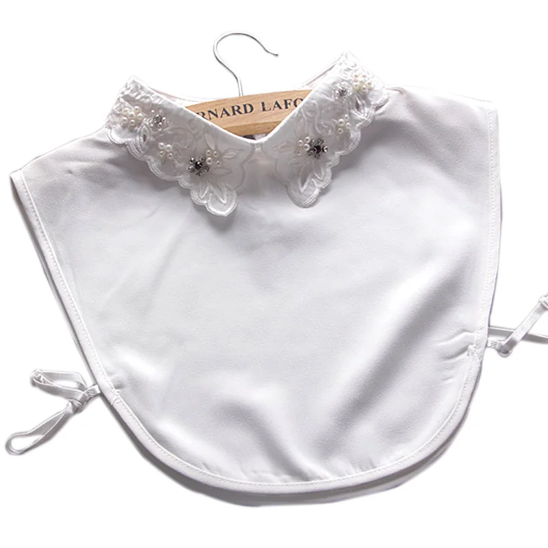 Осенне-зимняя рубашка в Корейском стиле голубая белая с вышитым фарфором круглым